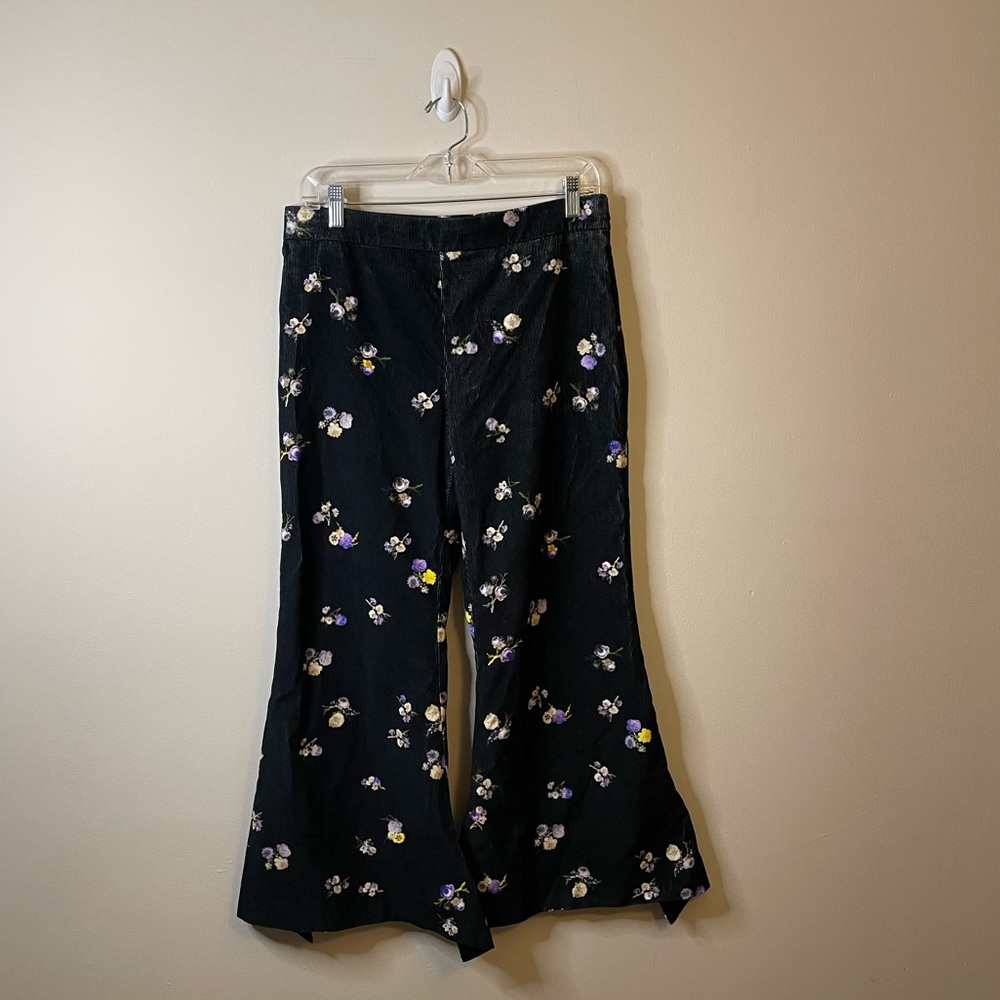 NWT Acne Studios Tyme Cropped Corduroy Flared Floral Pants